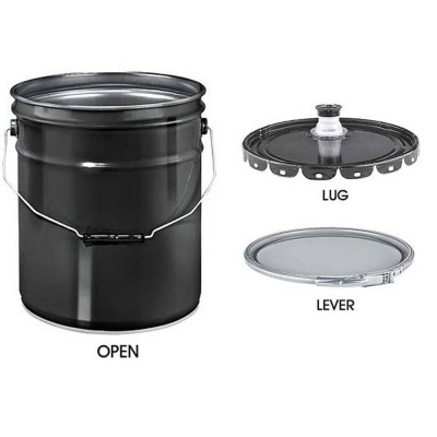 Black Empty 20l Tin Metal Paint Pail Bucket With Lid&handle