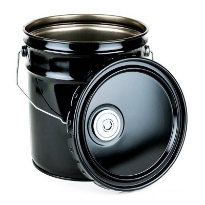 20l Tinplate Metal Paint Bucket With Lug Lid Black Tin Drum For Packing Paint Oil