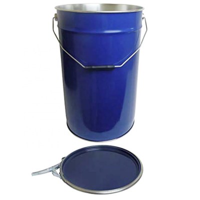 empty 25L bucket for paint/oil/bitumen with hoop lid and metal handle